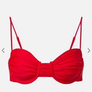 Jade Swim Mia ruched Vibrant Red Bikini set top extra small bottom Medium